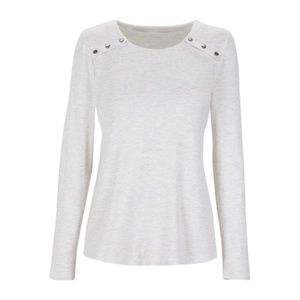 CAbi snap shoulder sweatshirt.